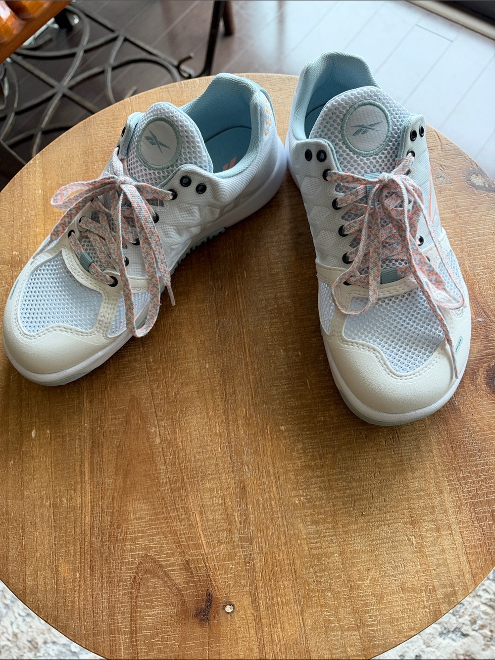 BRAND NEW Reebok White Sneakers with Light Blue Accents